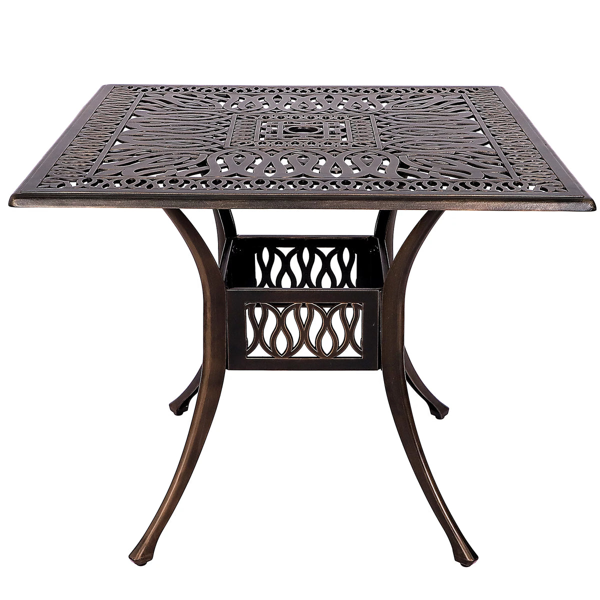 5-Piece Cast Aluminum Outdoor Dining Set with Umbrella Hole I40844
