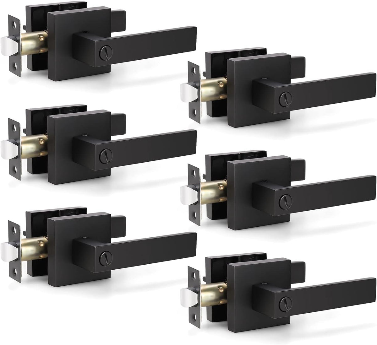 Matte Black Privacy Door Lever Handle, 8 Pack L709552