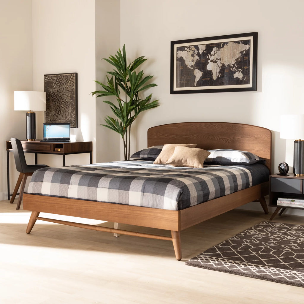 Queen Walnut Brown Engineered Wood Platform Bed Z4892