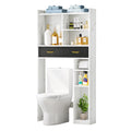 White Over The Toilet Storage Cabinet with Drawers and Adjustable Shelf I596