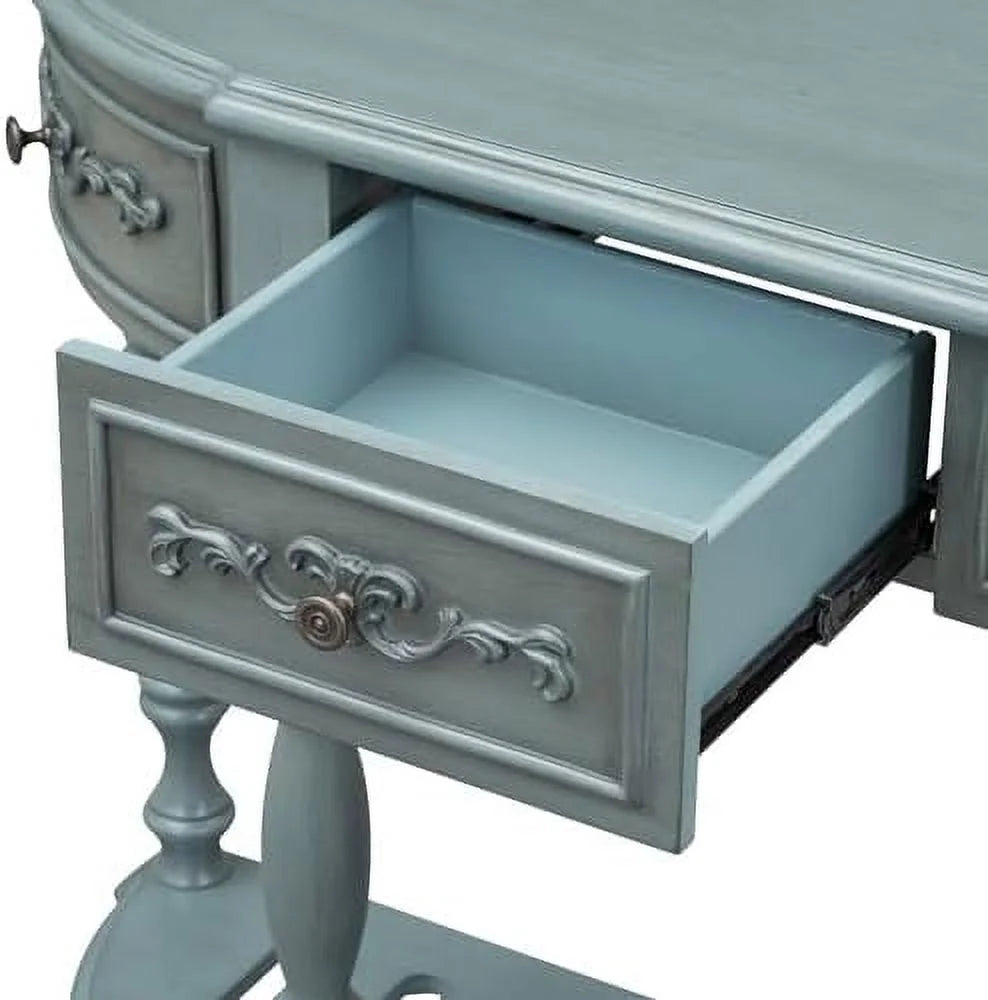 Retro Curved Console Table with 2 Top Drawers and Solid Wooden Frame K227