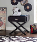 Black Single Drawer Accent Side Table I896