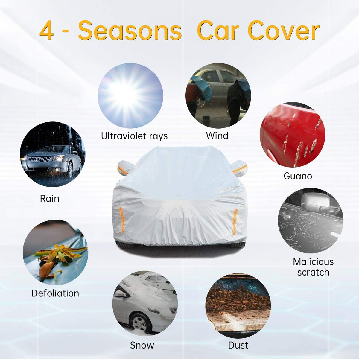 6 Layers Waterproof Cotton Car Cover with Zipper O64080