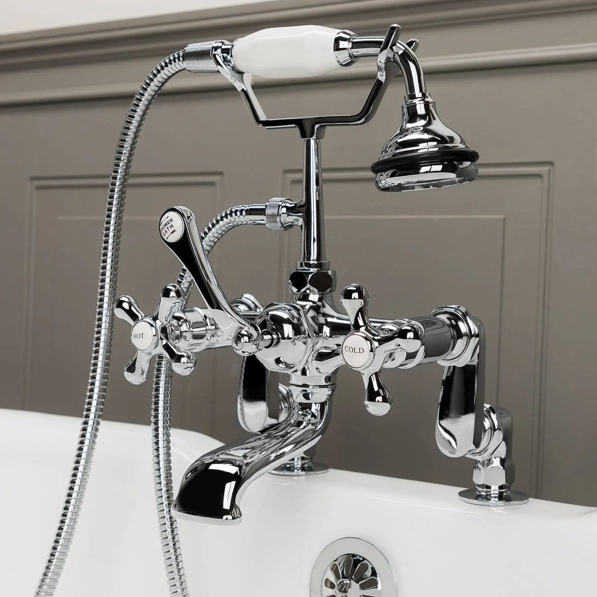 Deck Mount Clawfoot Tub Faucet with Handshower D25847