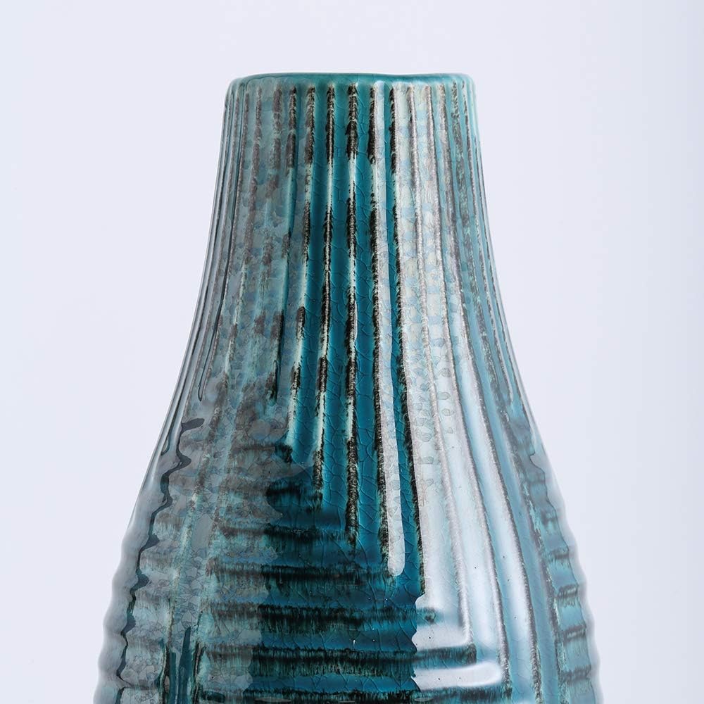 Teal Ceramic Vase Medium 13.8" H P691