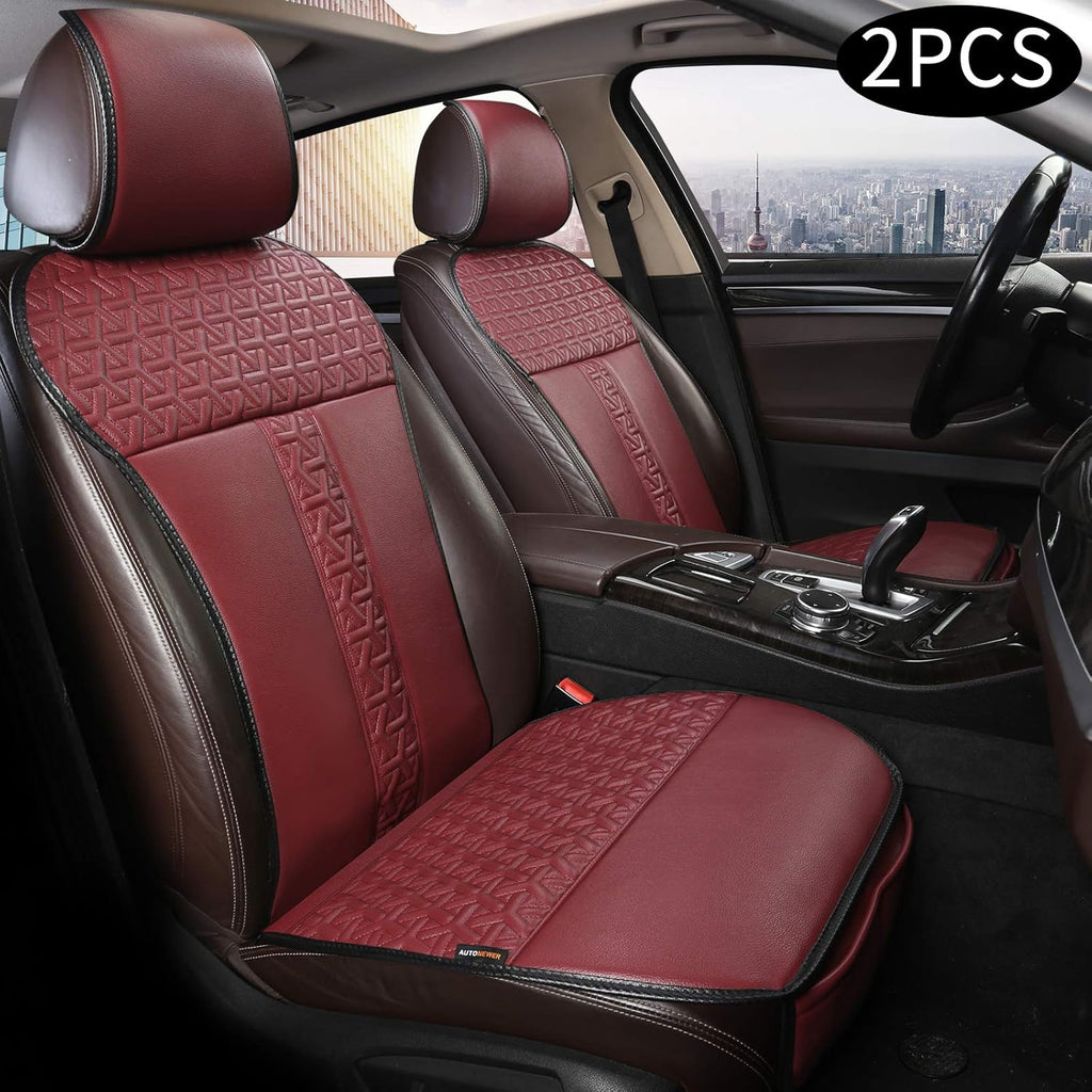 Black PU Leather Car Seat Covers Front Seats Only, 2PCS W666718