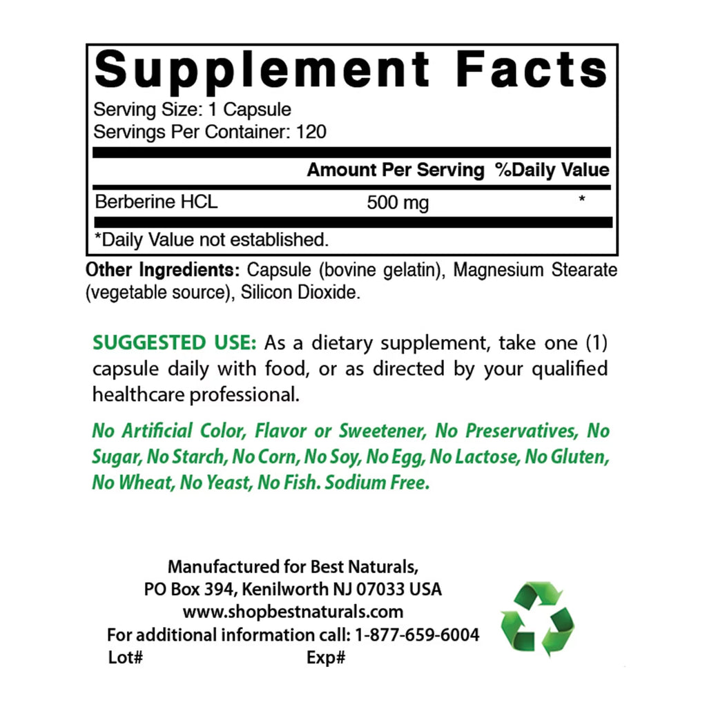 Berberine 500mg 120 Capsules 3 Pack D883