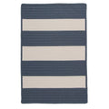 7' x 7' Steel Blue Striped Reversible Square Outdoor Area Rug F4620
