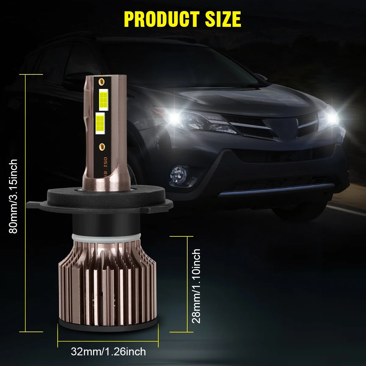 9003 H11 LED Headlight Fog Light Bulbs 6500K Cool White Pack of 4 R23504