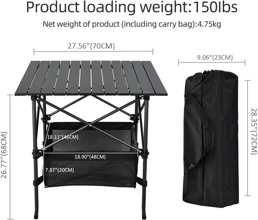 Lightweight Aluminum Folding Camping Table with Carrying Bag S853952