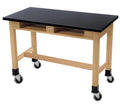 72x22 Wood Science Lab Table with Phenolic Top and Casters S255560