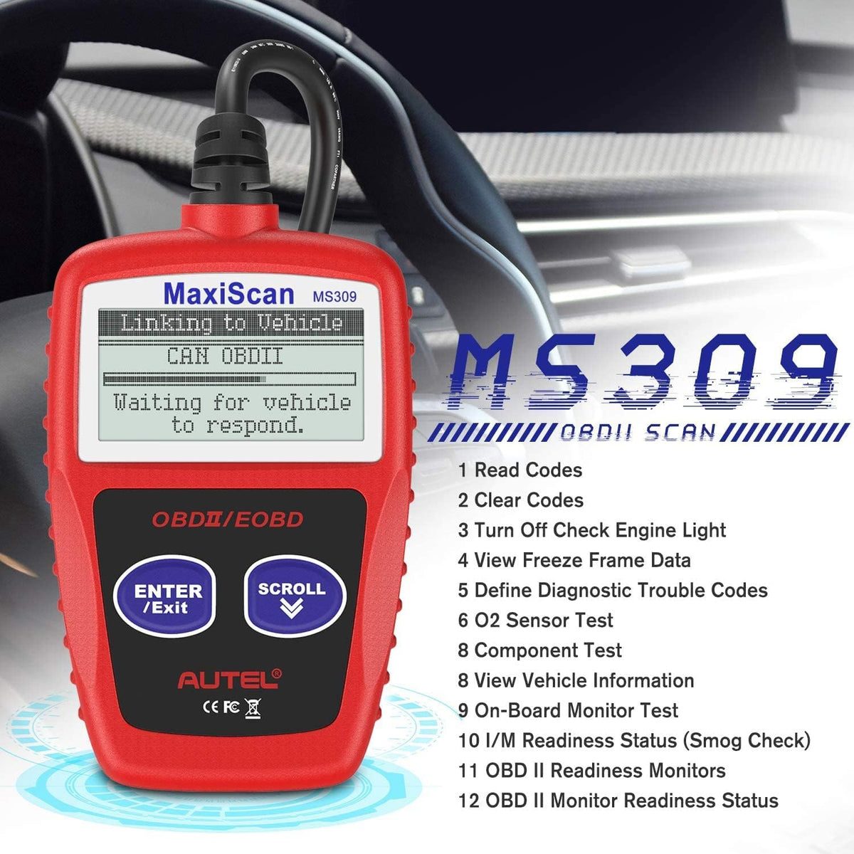OBD2 Scanner Universal Car Engine Fault Code Reader P309295