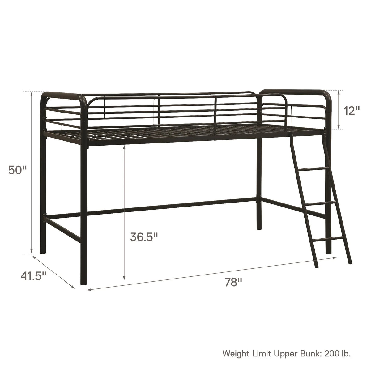 Black Twin Metal Kids Loft Bed B262342