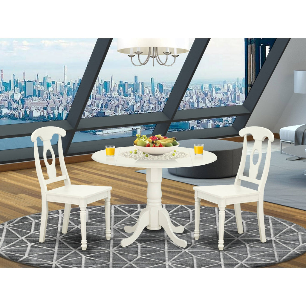 3PC Round Table with Two 9-Inch Drop Leaves and 2 Panel Back Chairs A905