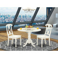 3PC Round Table with Two 9-Inch Drop Leaves and 2 Panel Back Chairs A905
