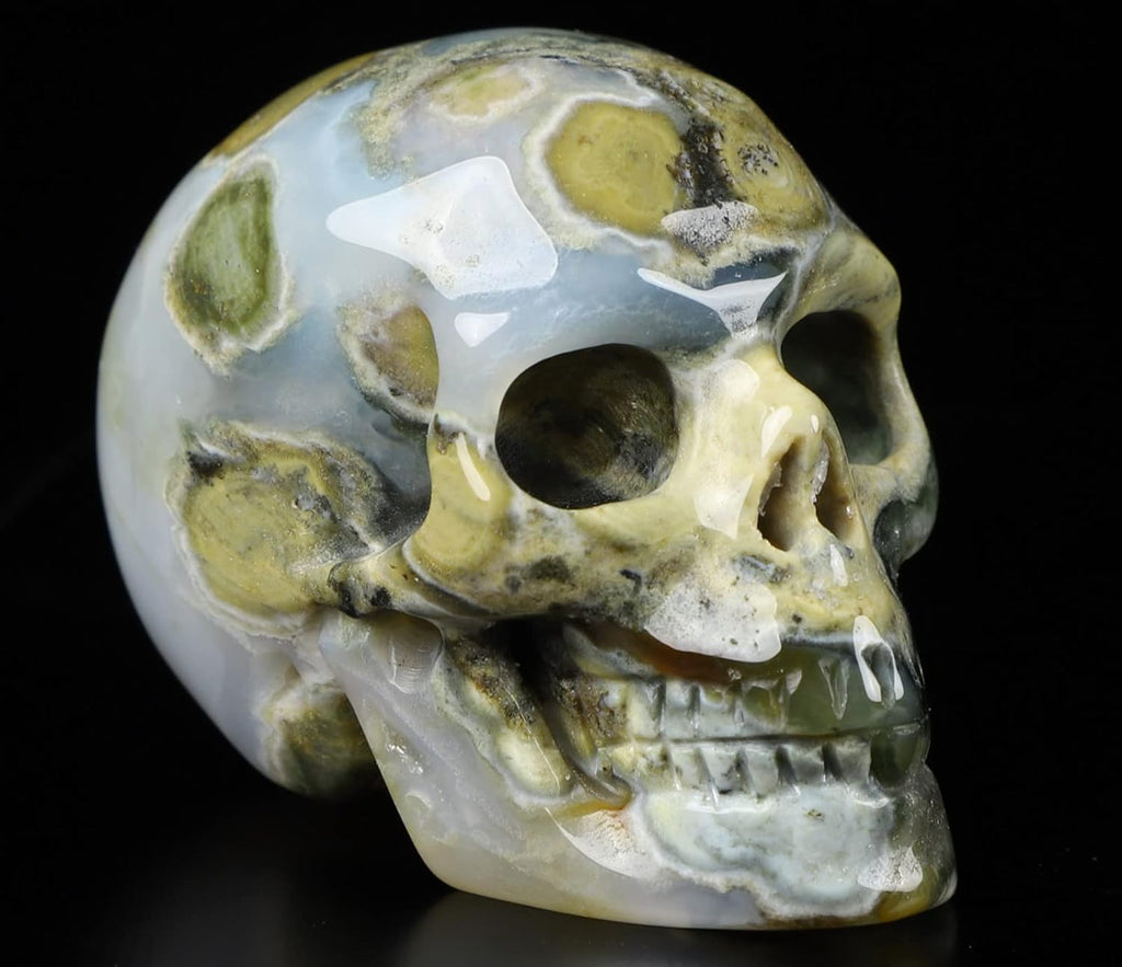 2.0” Ocean Jasper Crystal Skull Hand Carved Gemstone Sculpture Q1598