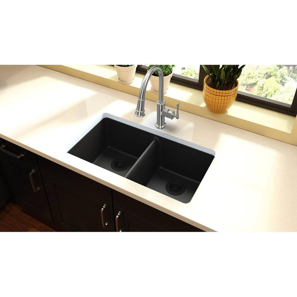 33-in Double-Bowl Undermount Kitchen Sink D711714
