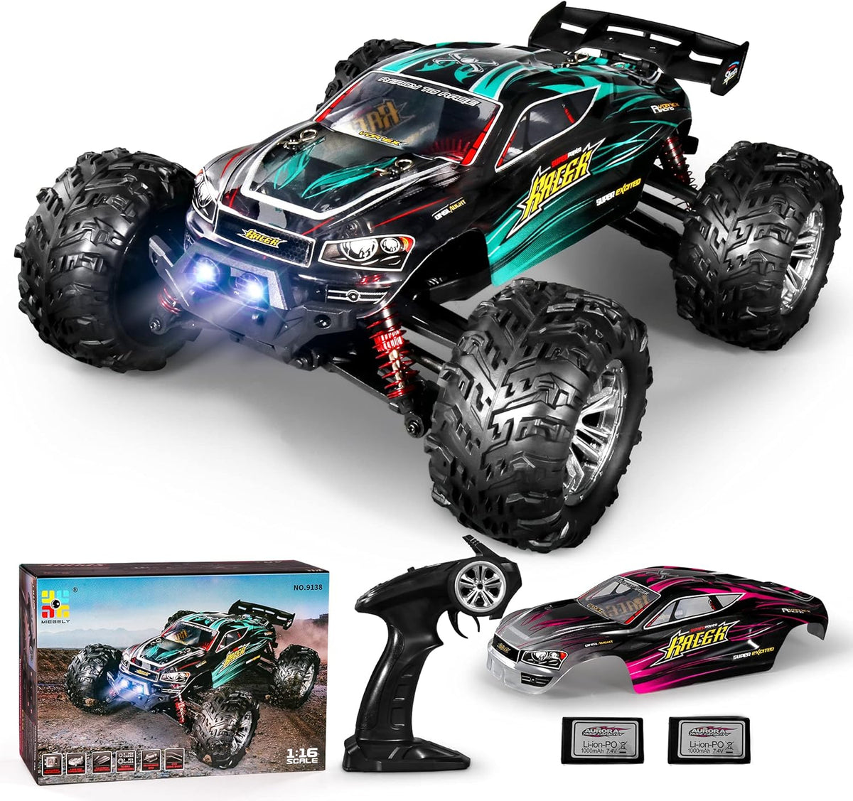 1:16 Scale 4x4 Remote Control Car, 40+ KM/H Waterproof Off-Road RC Truck C122