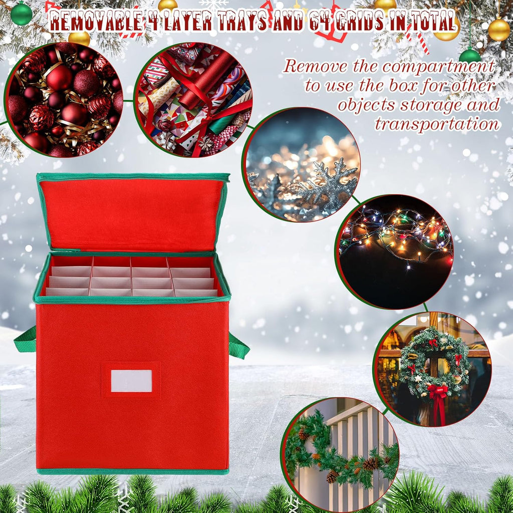 4 Pcs Christmas Ornament Storage Box with 16 Trays J228