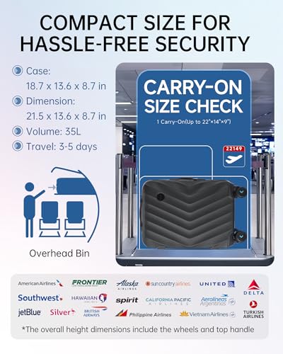 Black PC Hardside Carry On Luggage with Spinner Wheels U6206
