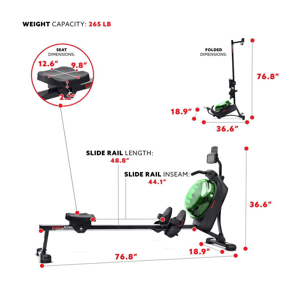 Black Magnetic Water Rowing Machine S533