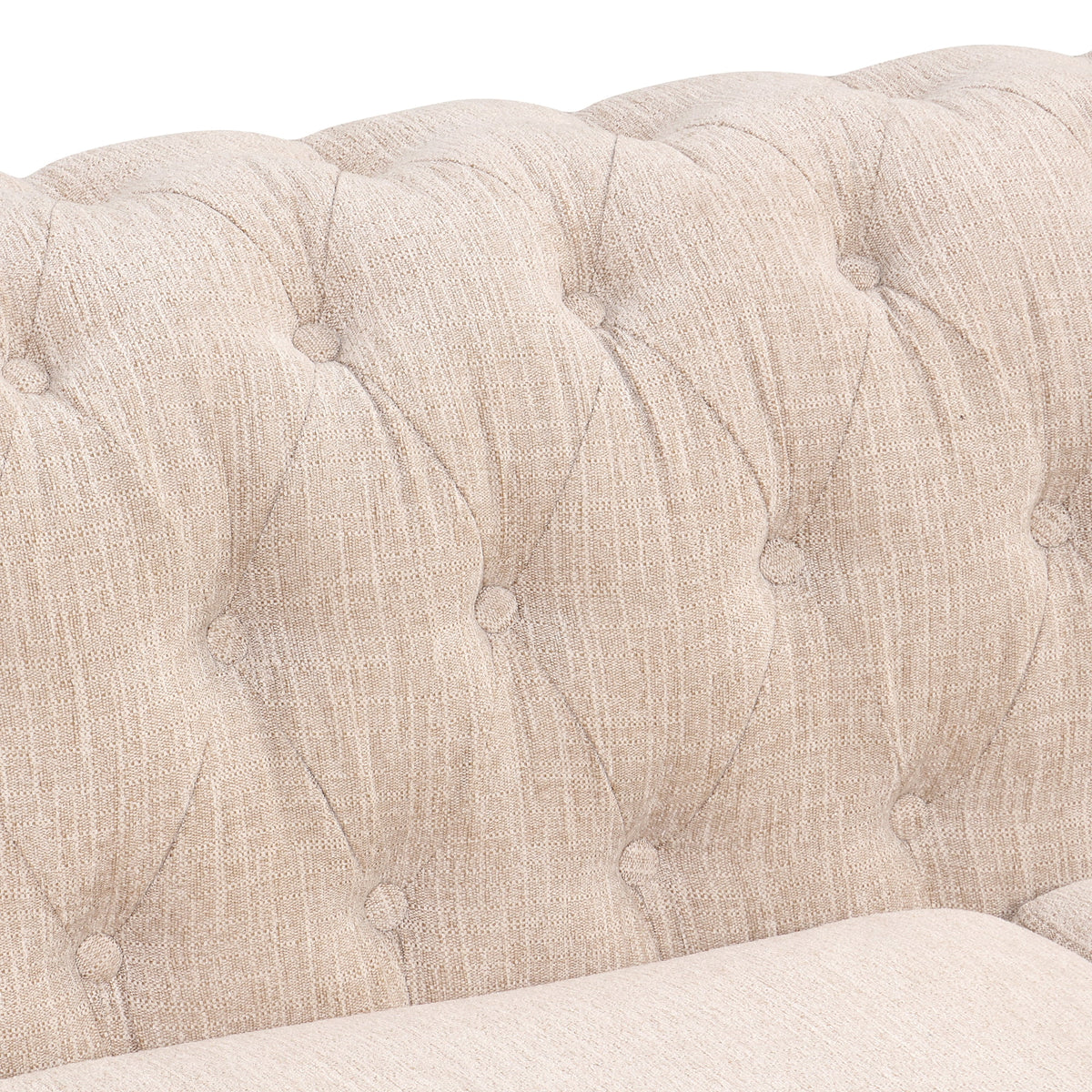 Beige Plush Upholstered Sofa with Solid Wood Legs Z86644