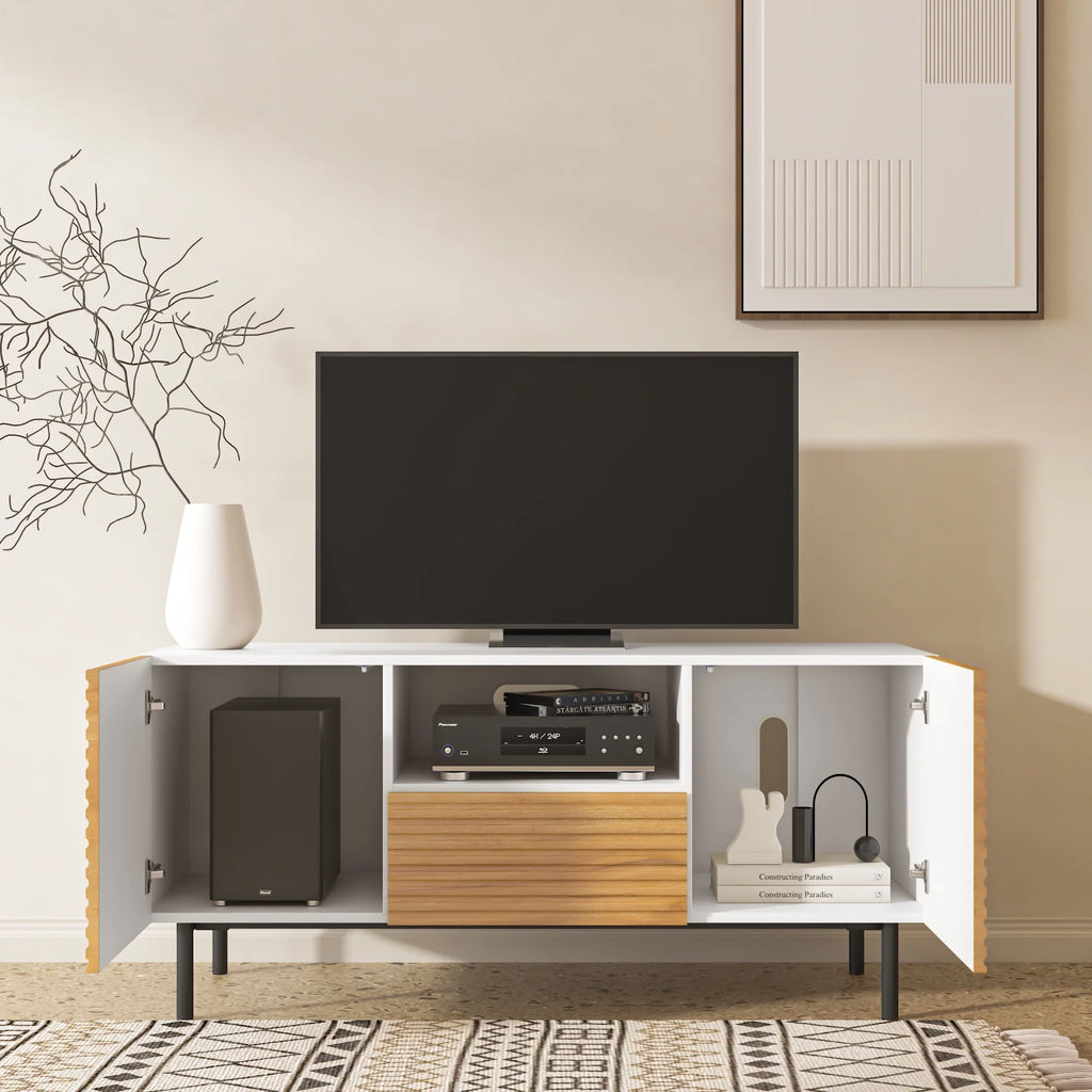 47” Mid Century Modern TV Entertainment Cabinet with Storage Doors F53059