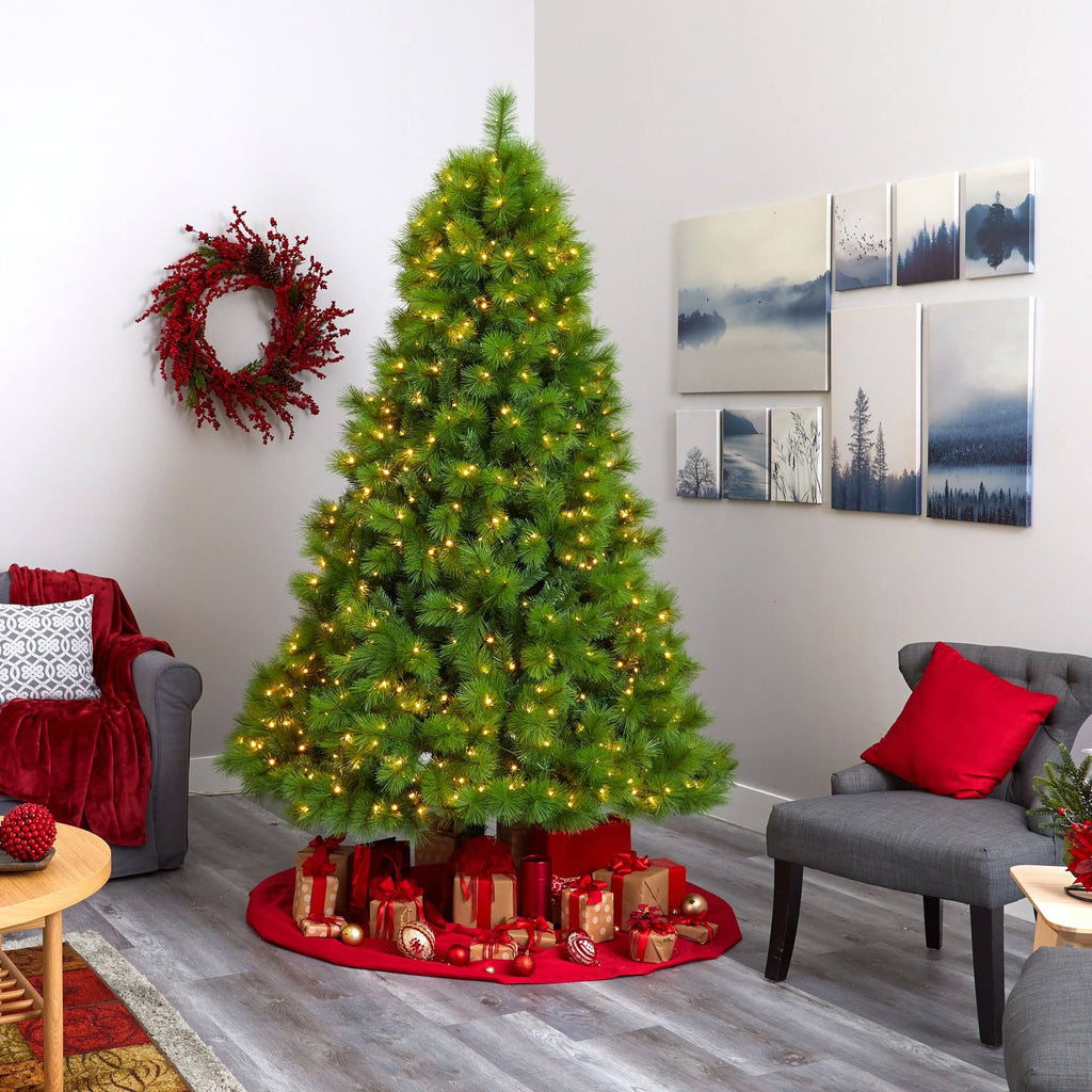 Green Artificial Christmas Tree with 600 Clear LED Lights N28544