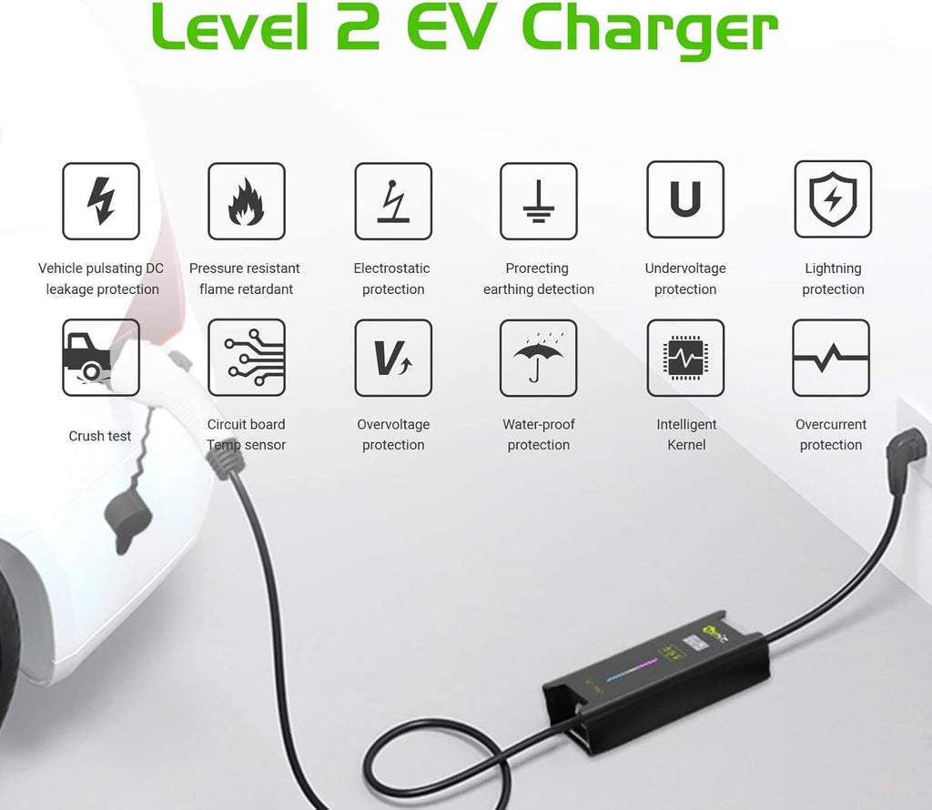 32 Amp Level 2 Portable EV Charger with Cable Holder O256