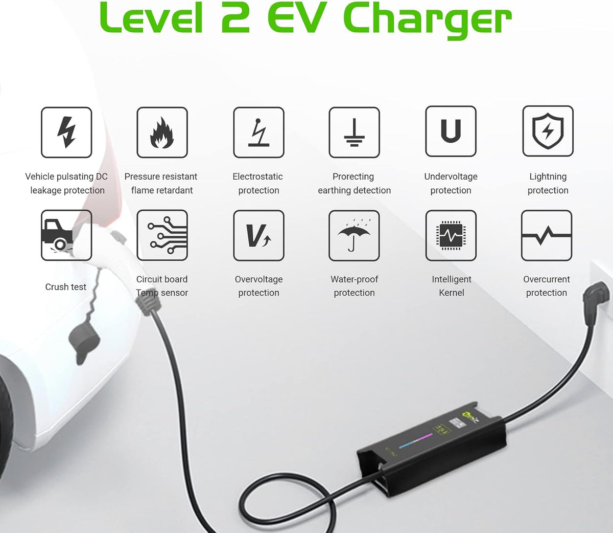 32 Amp Level 2 Portable EV Charger with Cable Holder O256
