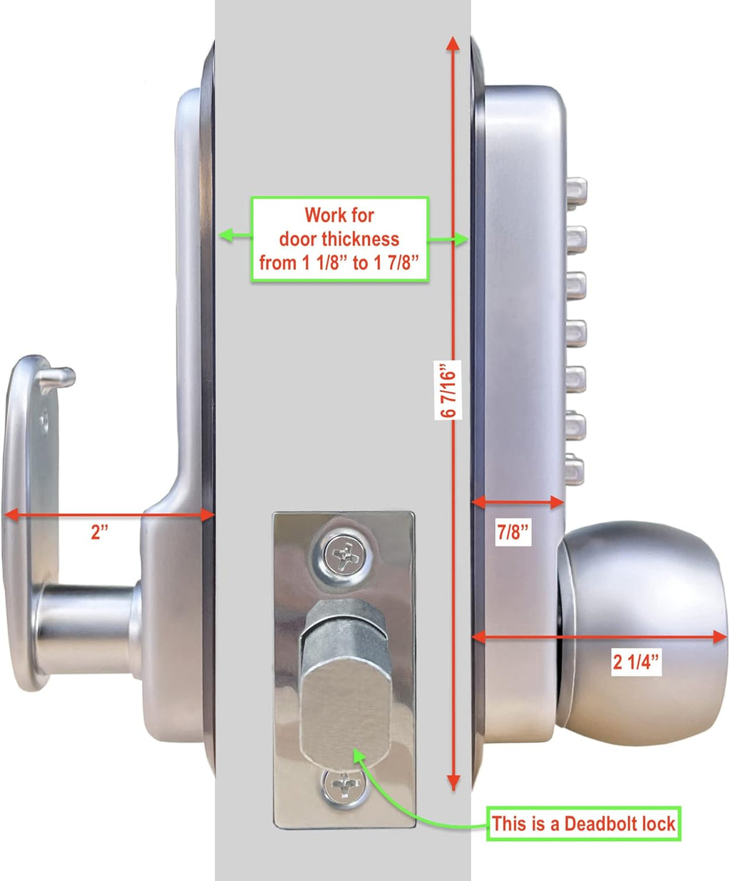 Mechanical Deadbolt Door Lock Chrome D18913