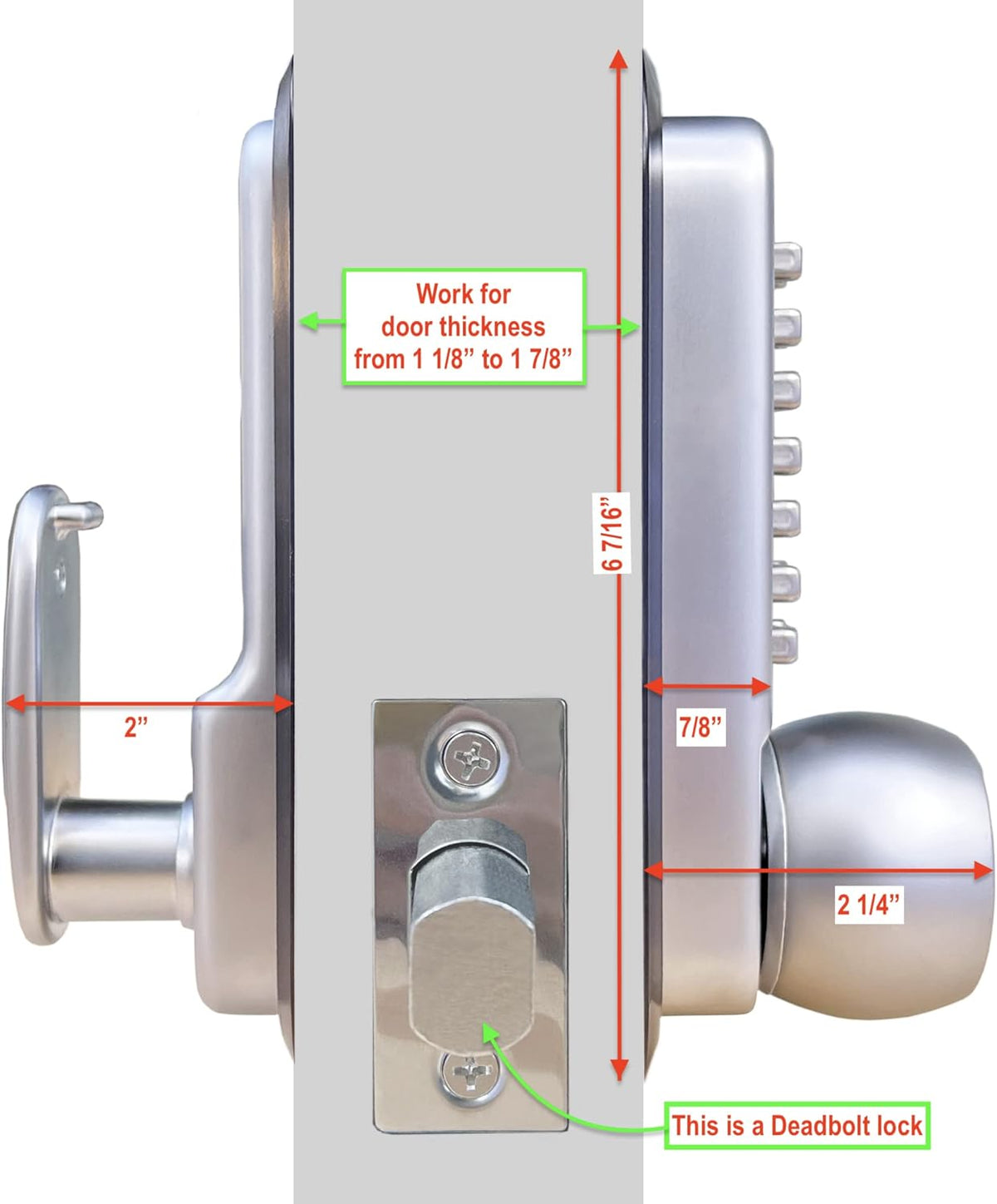 Mechanical Deadbolt Door Lock Chrome D18913