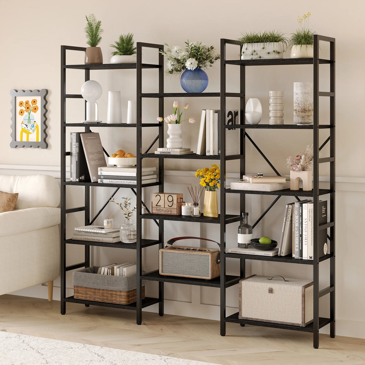 5 Tiers Wood and Metal Bookcase Z8629