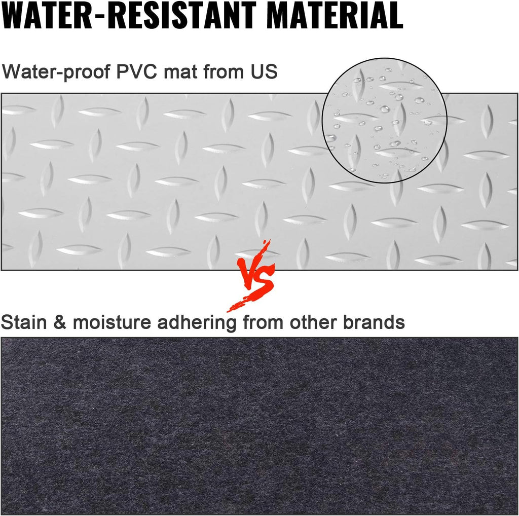 Vinyl Garage Floor Mat 4.9x13ft Anti-Slide Diamond Texture Silver PVC Garage Flooring Roll C278674