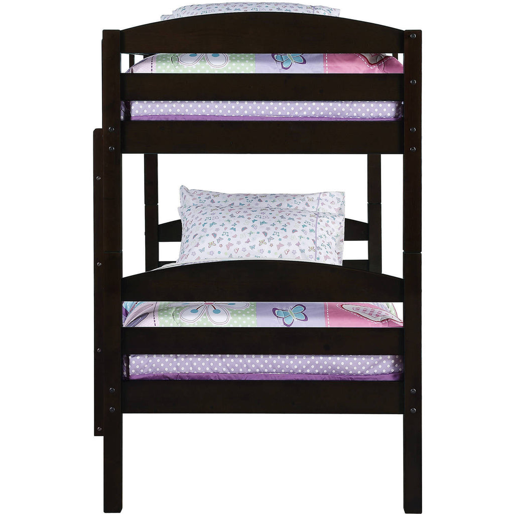Twin Over Twin Wood Bunk Bed V6480