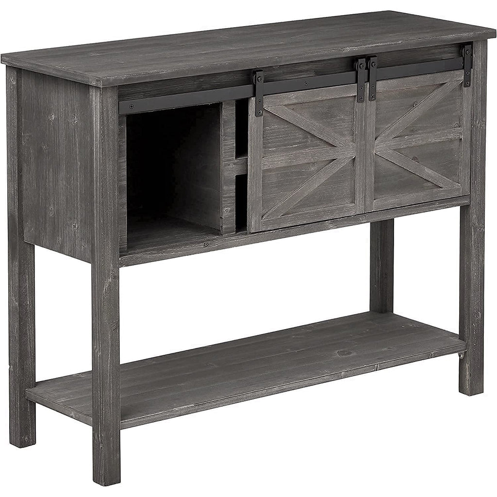 Antique Farmhouse Console Table with Sliding Barn Doors and Bottom Storage Shelf, Gray H663612