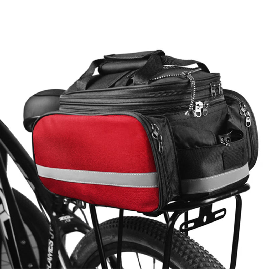 Rear Seat Bag Expandable MTB Bike Rack Bag with Rain Cover J4696