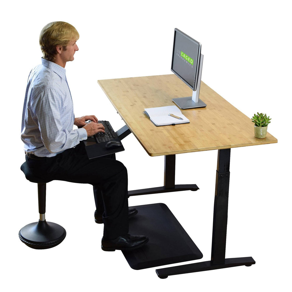 Electric Adjustable Height Standing Desk Black / 60x30x22 Natural Bamboo R1853