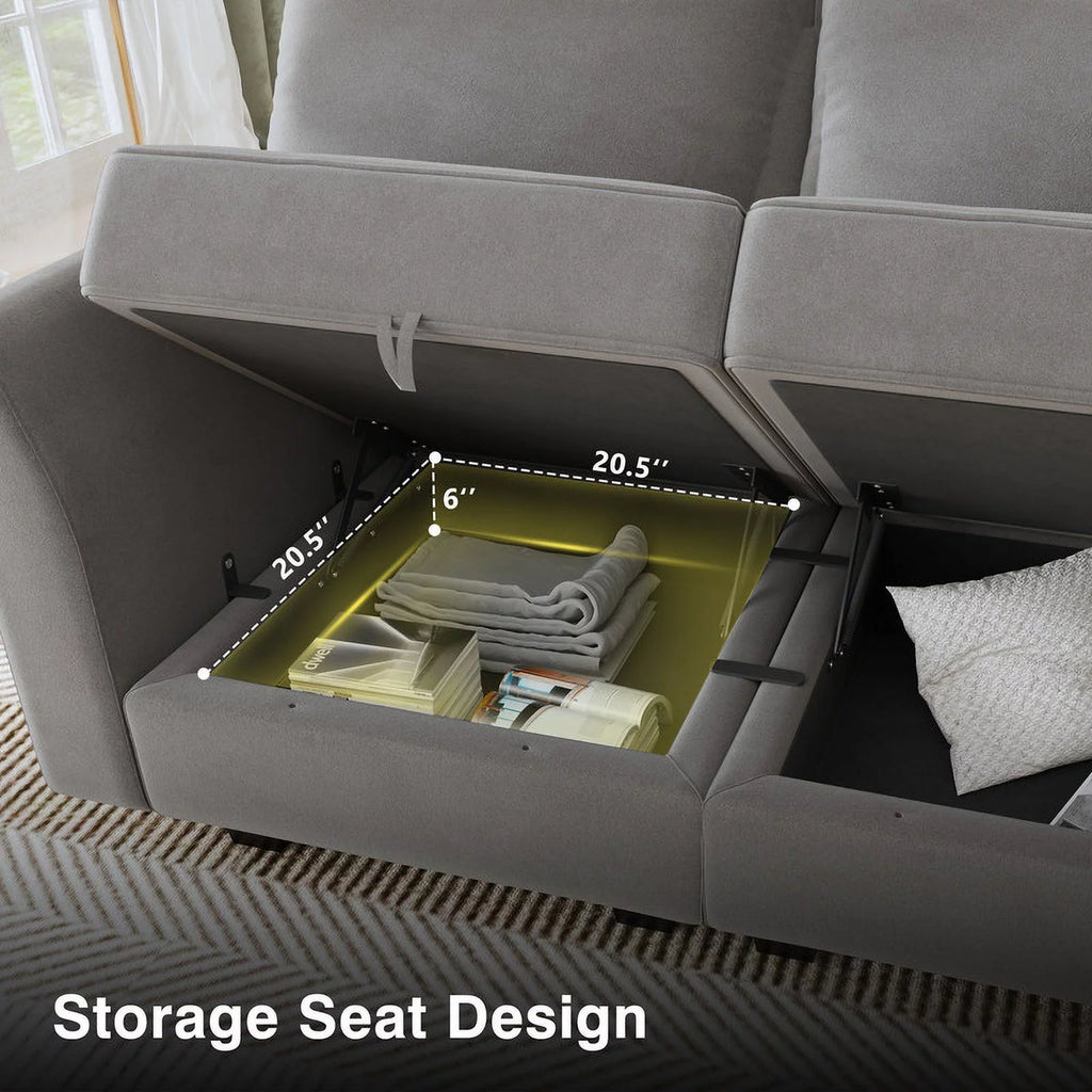 Pearl Grey Convertible Sleeper Sofa with Storage U7239