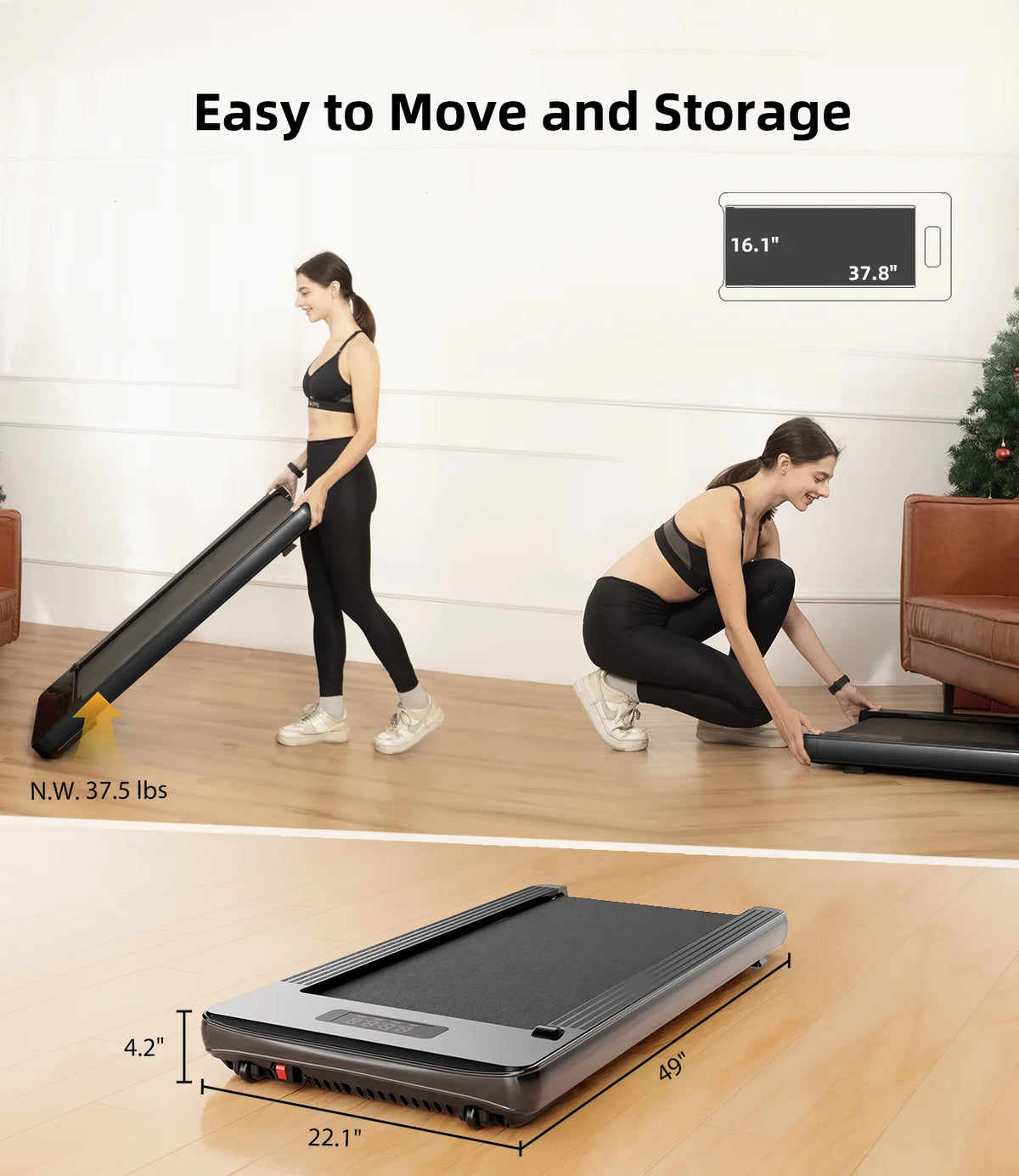 Under Desk Treadmill with Remote Control LED Display T525