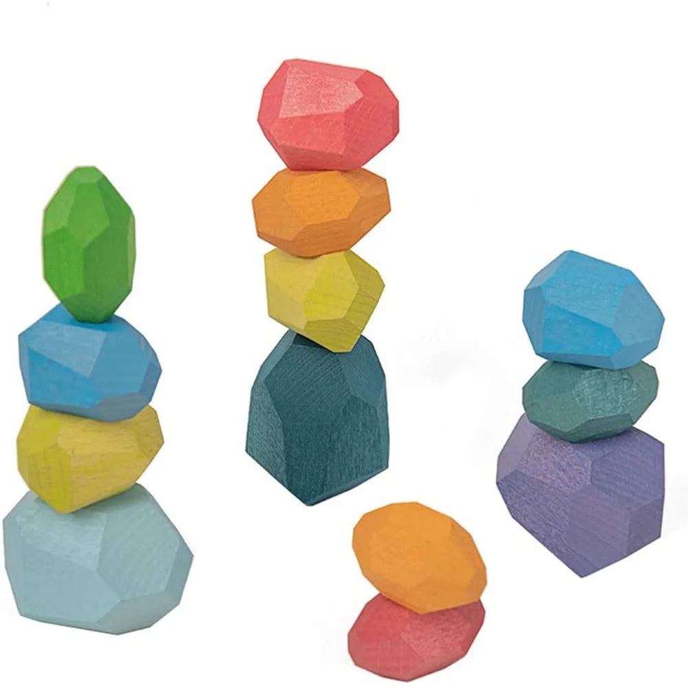 16pcs Colored Wooden Stacking Blocks Z979075