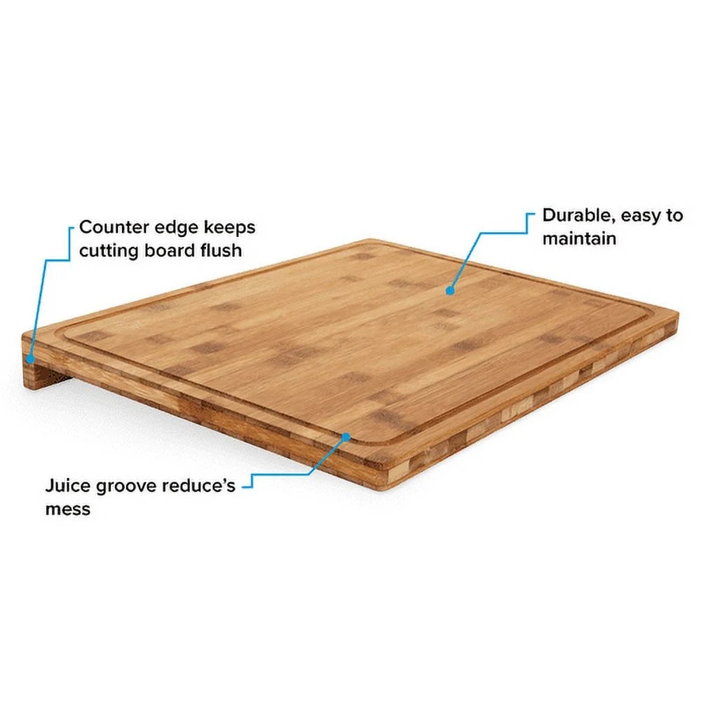 Bamboo Cutting Board with Juice Groove, 18 x 14 x 1-3/4 Inches H389188
