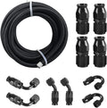 6AN PTFE E85 Braided Fuel Line Fitting Kit 20FT Transmission Oil Cooler Line Stainless Steel Black Pack of 2 M54810