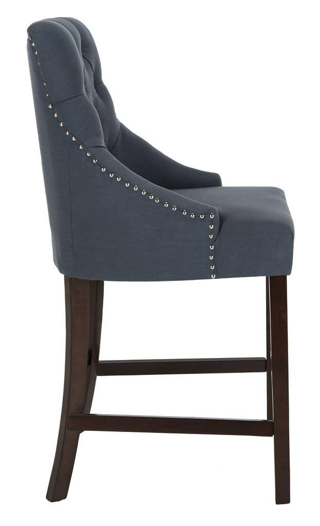 Navy Tufted Wing Back Counter Stool Q317