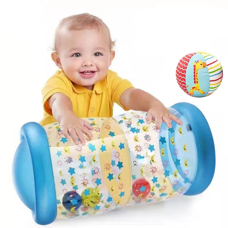 Inflatable Baby Crawling Roller Toy with Rattle and Ball PVC Early Educational Toy B49761