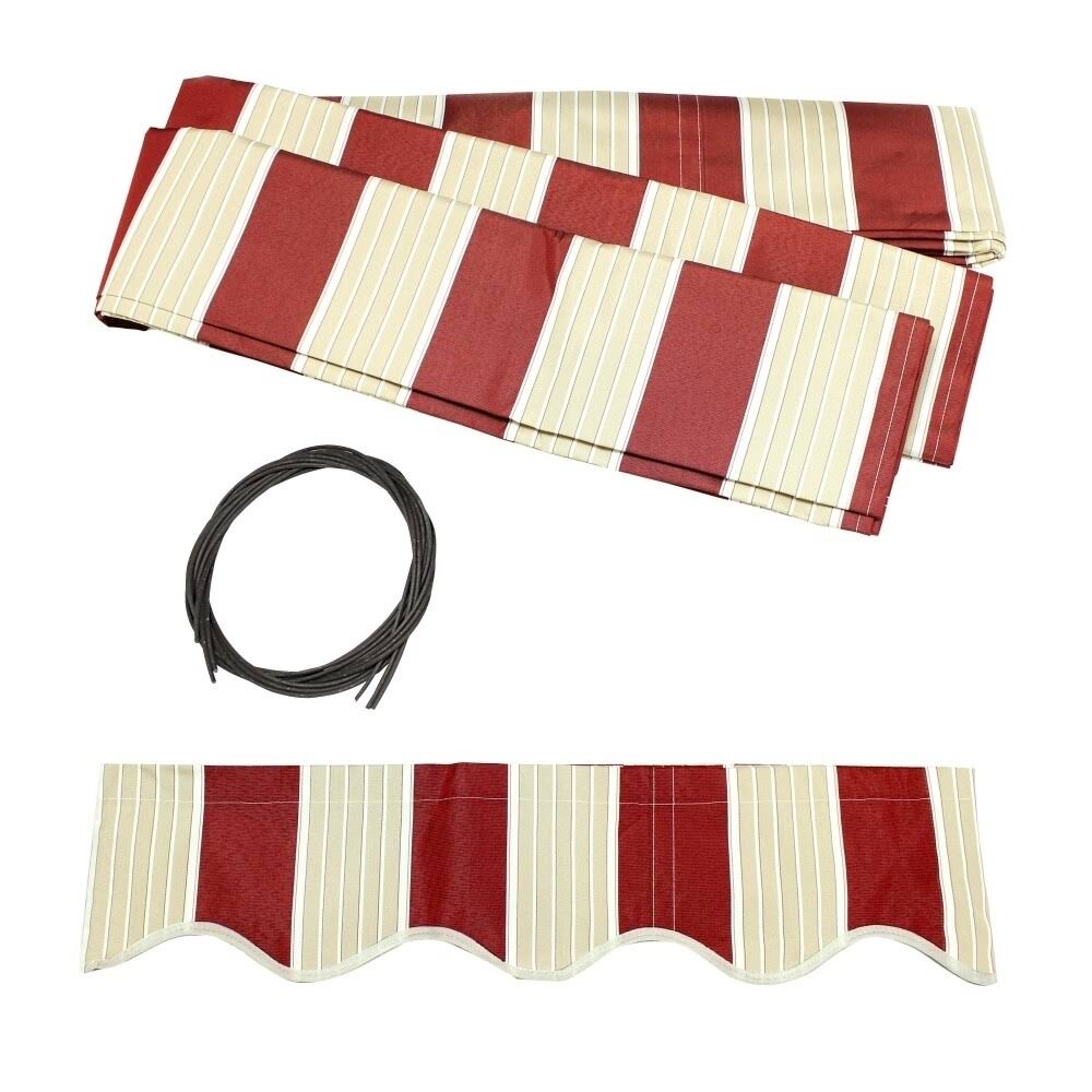 Retractable Motorized Patio Awning, 20 x 10, Multi Stripe Red T31084