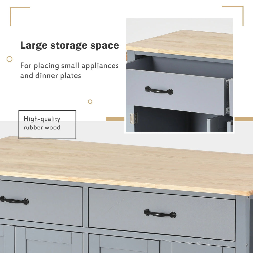 Kitchen Island Cart Cabinet with Wood Top and Locking Wheels R2659