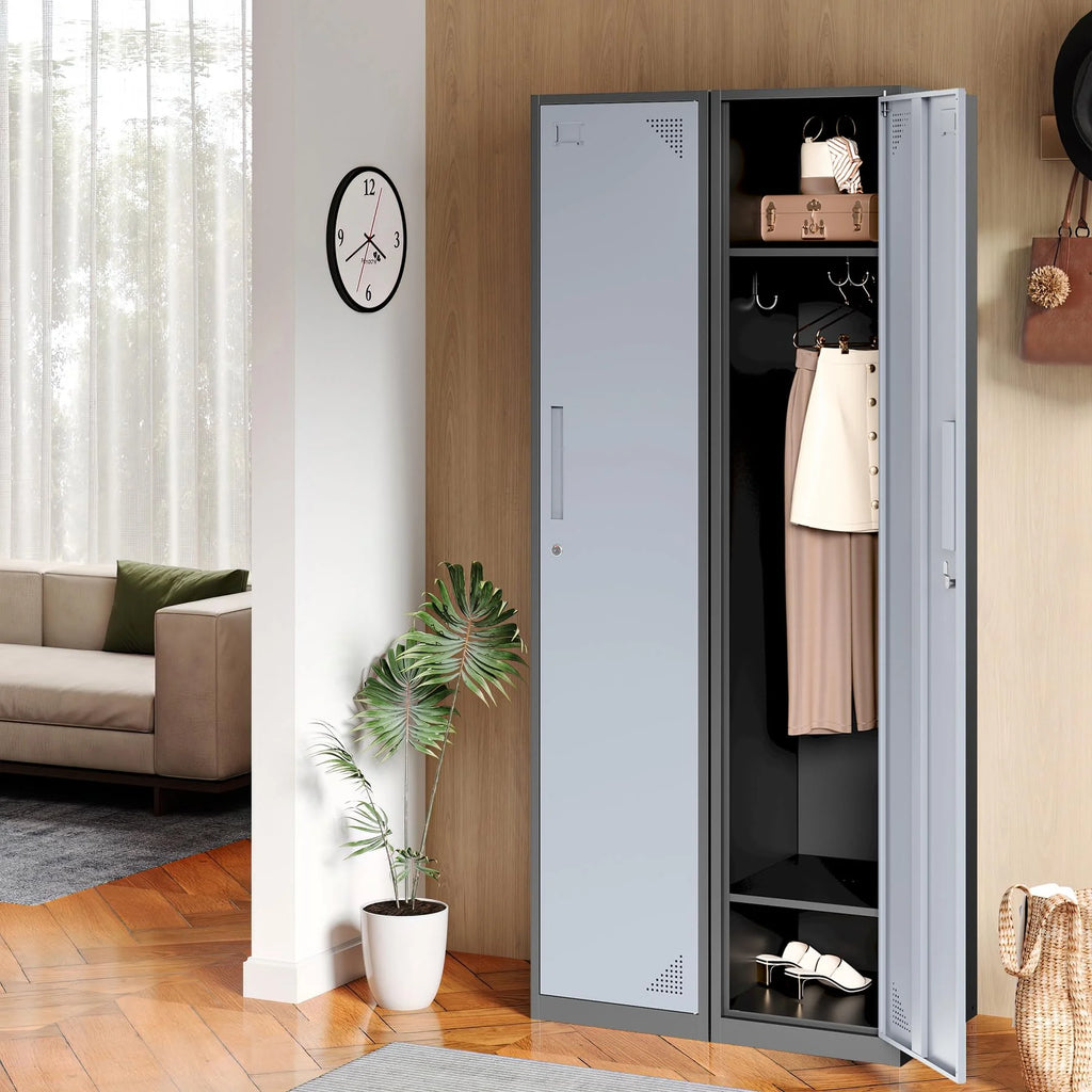 71" Gray Steel Storage Cabinet with Door P187