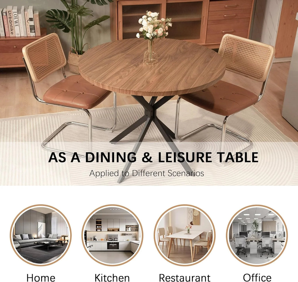 Round Dining Table with Black Metal Legs F406