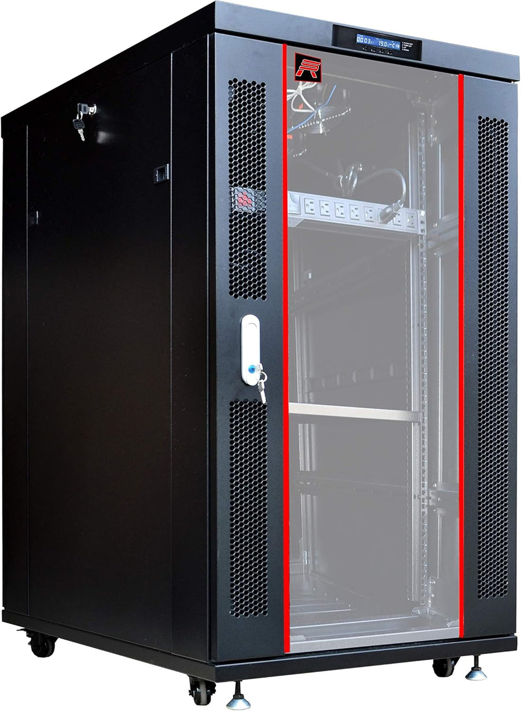 18U Server Rack Network Enclosure 39 inch Deep Data Cabinet on Wheels S3705